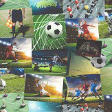 Football Collage Wallpaper - Multi-coloured - by Albany. Click for more details and a description.