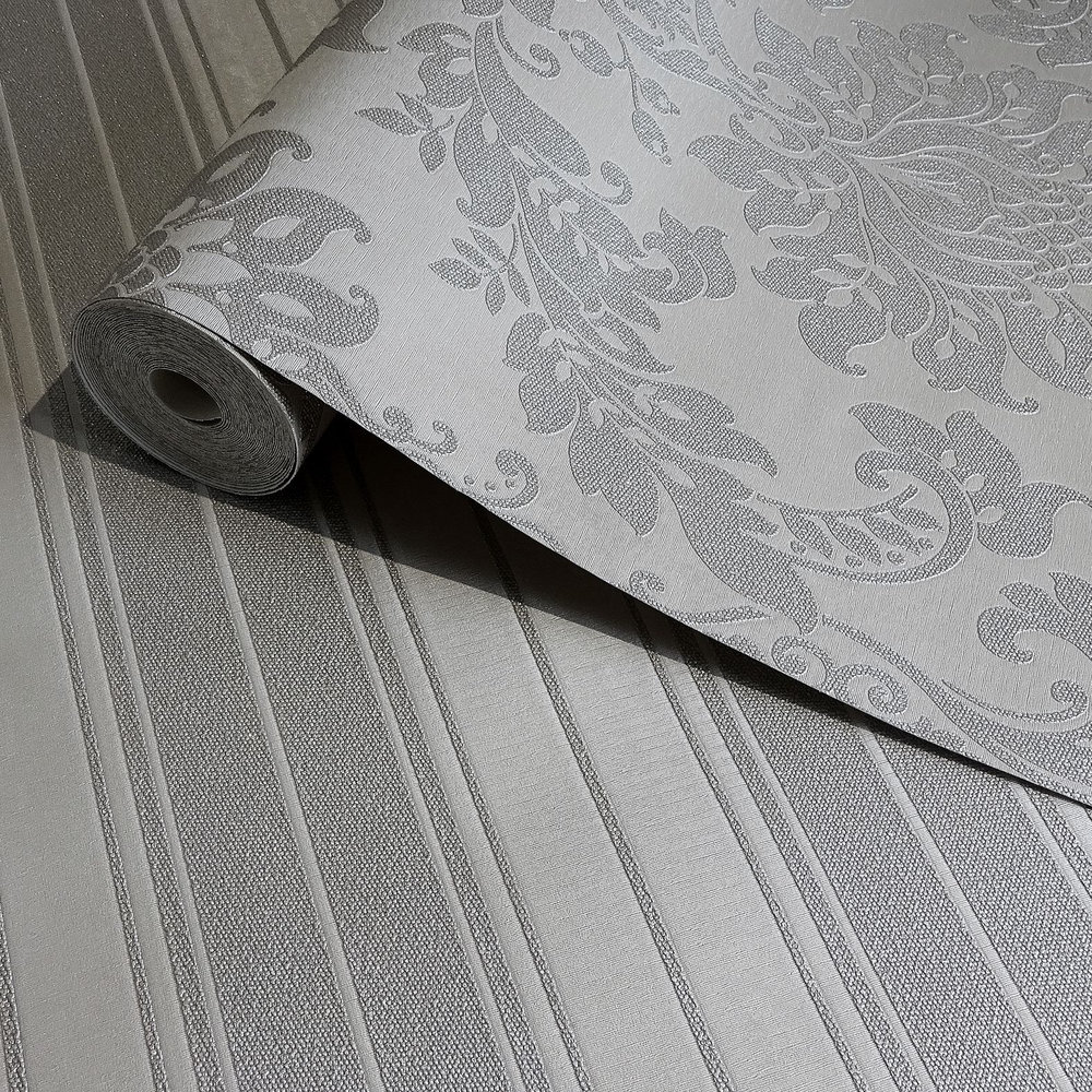 Clara Stripe Wallpaper - Charcoal - by Albany