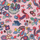 Mid Century Countryside Fox Wallpaper - Pink - by The Vintage Collection. Click for more details and a description.