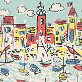 Mid Century St Tropez Wallpaper - Aqua - by The Vintage Collection. Click for more details and a description.