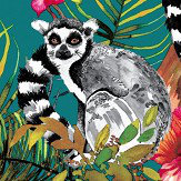 Lemur Wallpaper - Teal - by Albany. Click for more details and a description.