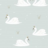 Swans  Wallpaper - Mint - by Hibou Home. Click for more details and a description.