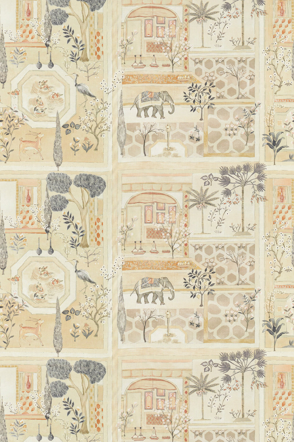 Sultans Garden Fabric - Sepia / Amber - by Sanderson