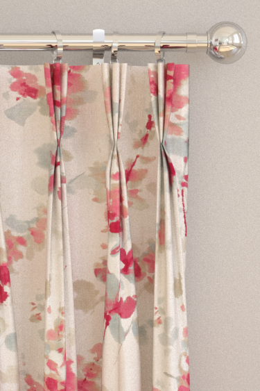 Delphiniums Curtains - Coral - by Sanderson. Click for more details and a description.