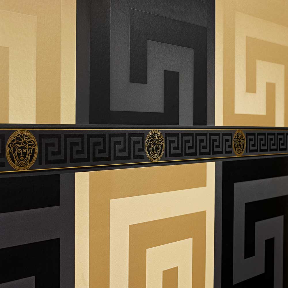 Large Greek Key Wallpaper - Gold - by Versace
