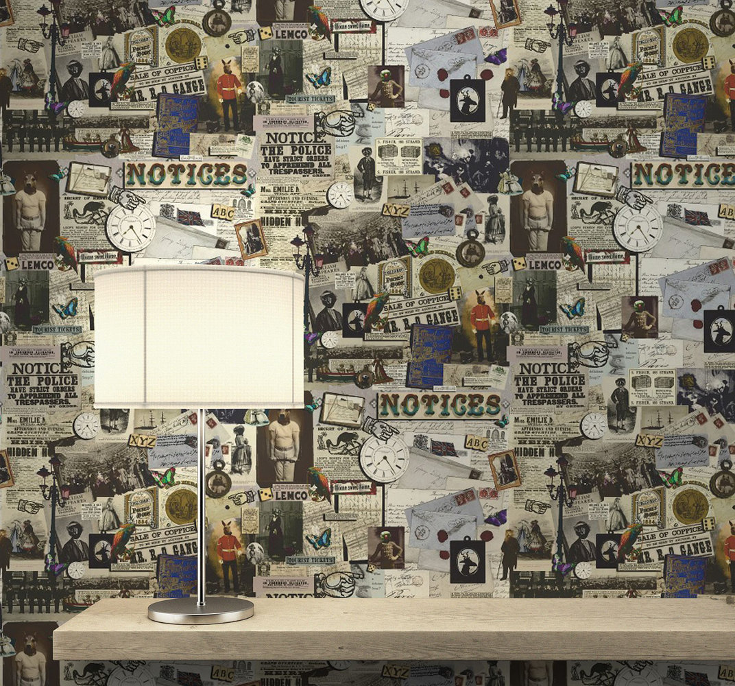 Steampunk Wallpaper - Multi-coloured - by Graduate Collection