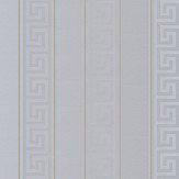 Greek Key Stripe Wallpaper - Silver - by Versace. Click for more details and a description.