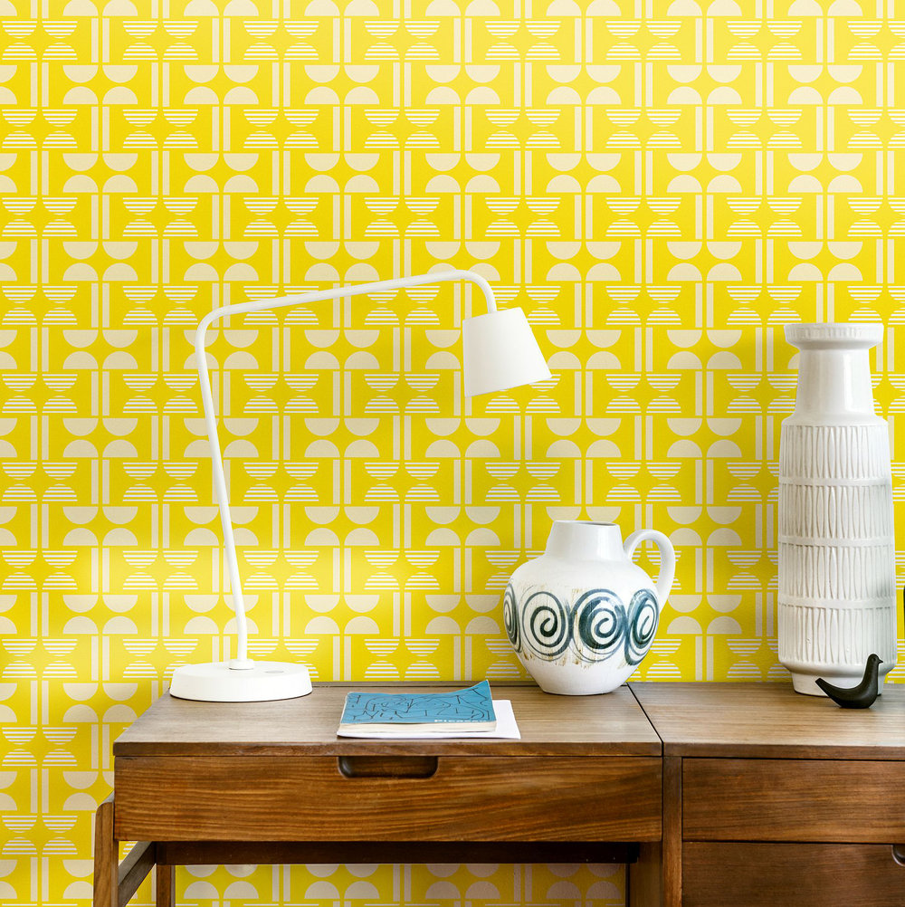 Napier Wallpaper - Bright Yellow - by Layla Faye