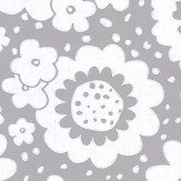 Mod Meadows Wallpaper - Misty Grey - by Layla Faye. Click for more details and a description.