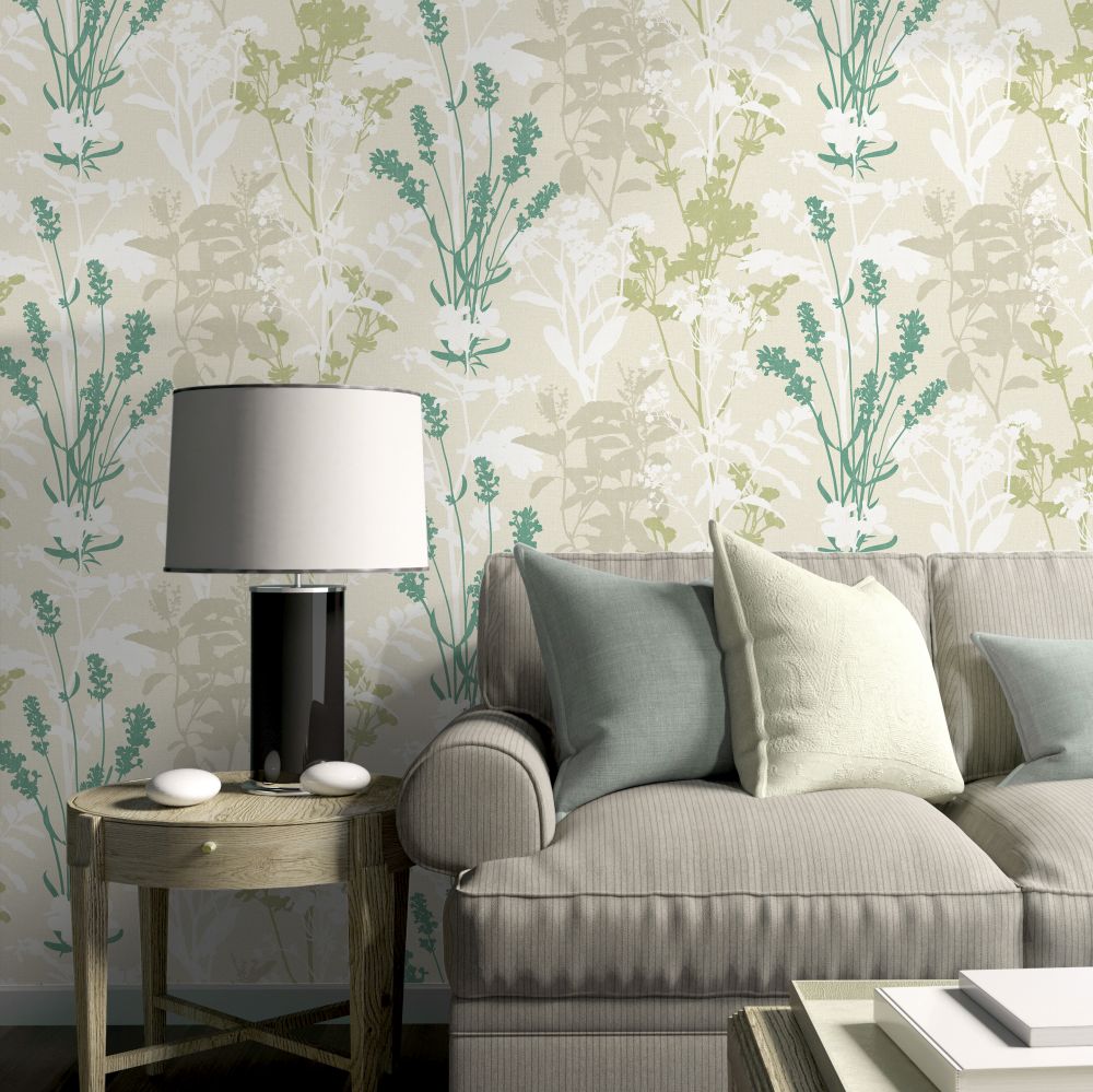 Wild Flowers Wallpaper - Green - by Albany