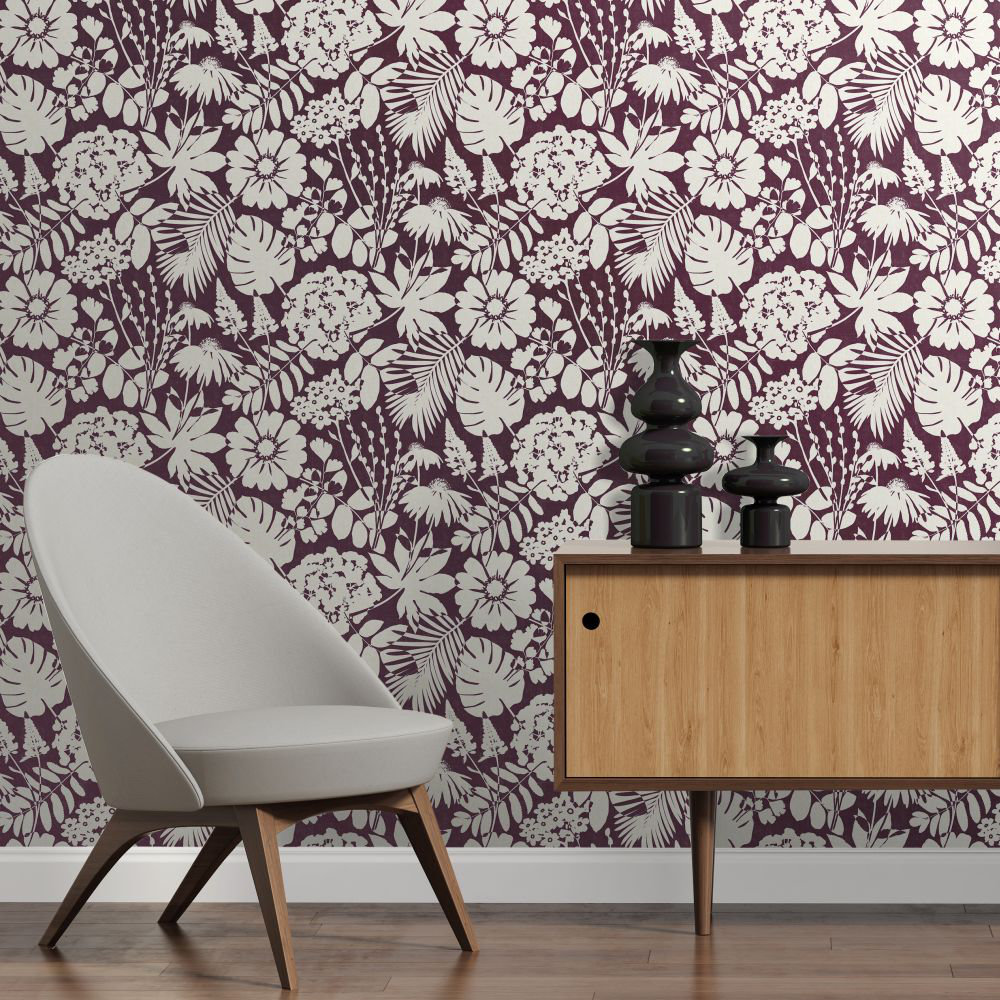 Bold Floral Wallpaper - Berry - by Albany