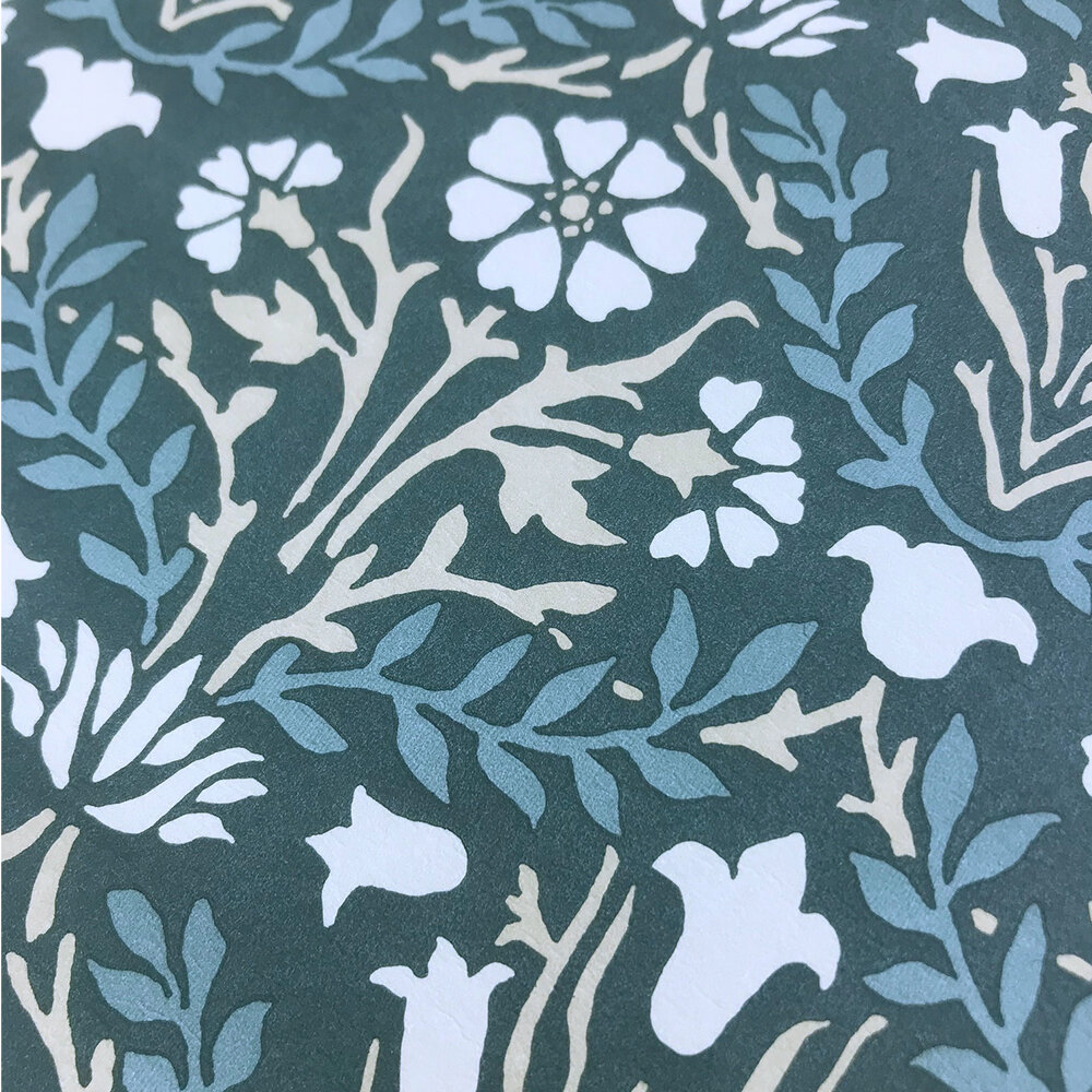 Bellflower Wallpaper - Indigo / Linen - by Morris