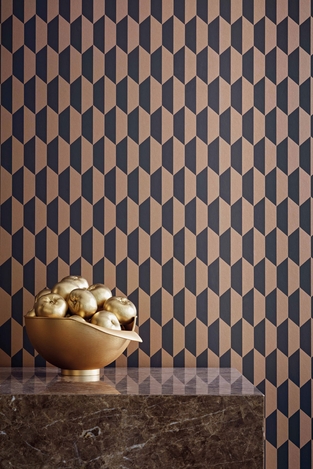 Petite Tile Wallpaper - Charcoal and Bronze - by Cole & Son