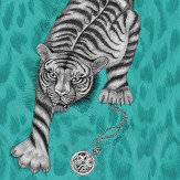 Tigris Wallpaper - Teal - by Emma J Shipley. Click for more details and a description.