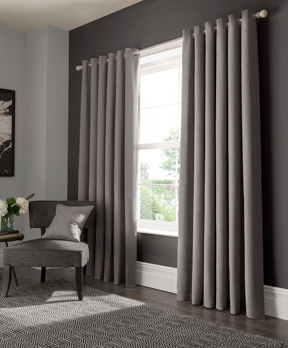 Elba Eyelet Curtains Ready Made Curtains - Grey  - by Studio G