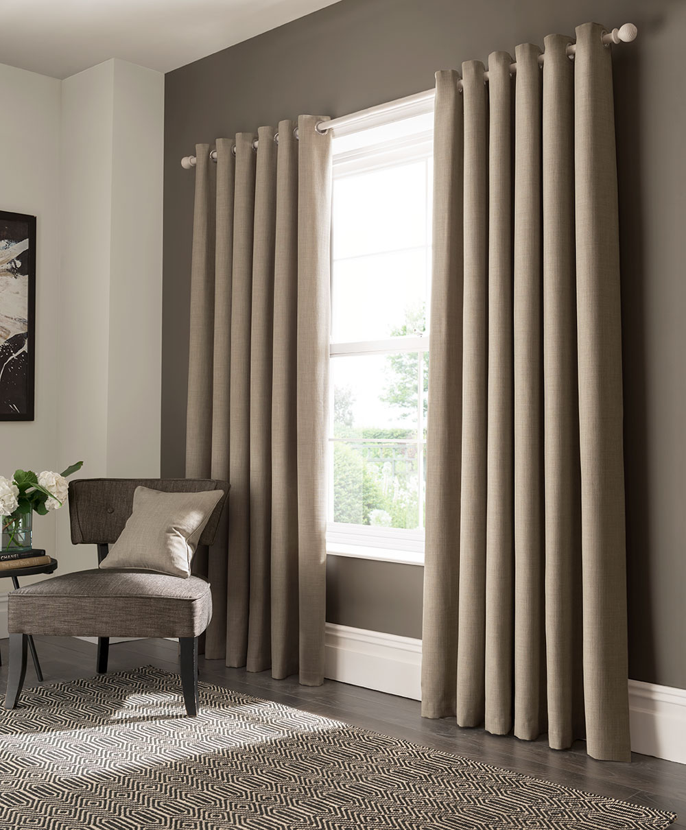 Elba Eyelet Curtains Ready Made Curtains - Linen - by Studio G