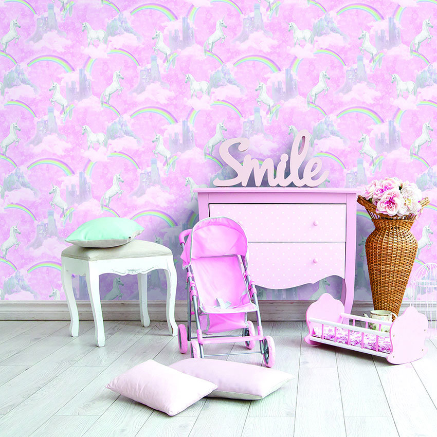 I Believe In Unicorns Wallpaper - Pink - by Albany
