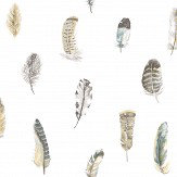 Feathers Wallpaper - Blue / Grey / Beige - by Galerie. Click for more details and a description.