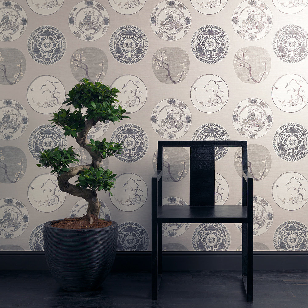 Okirai Wallpaper - Grey / Brown / Cream - by JAB Anstoetz 