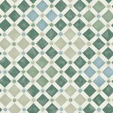 Zellige Wallpaper - Olive / Print Room Blue - by Cole & Son. Click for more details and a description.