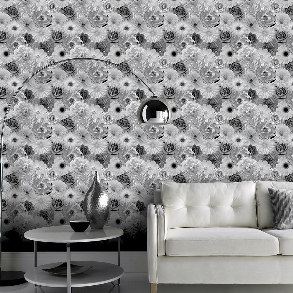 Foil In Bloom Wallpaper - Mono - by Arthouse