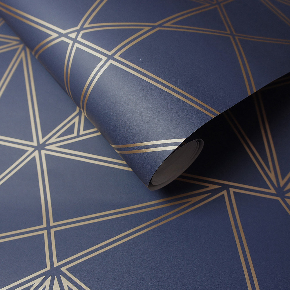 Omega Wallpaper - Navy and Gold - by Albany