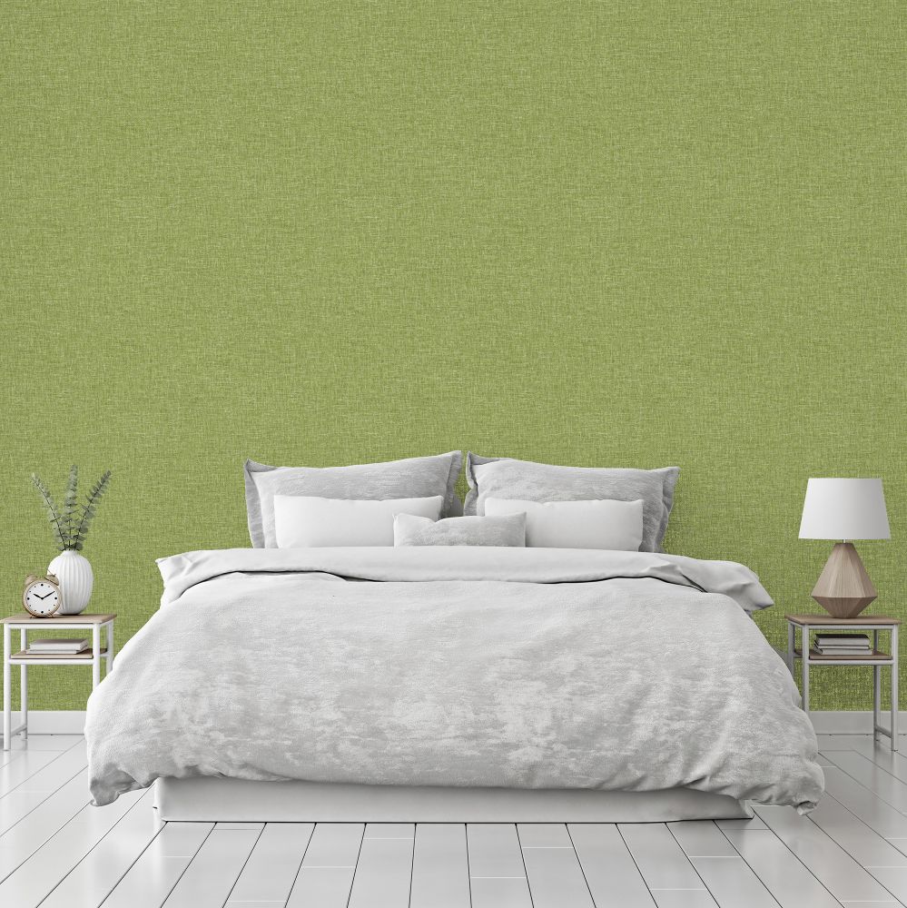 Linen Texture Wallpaper - Green - by Arthouse