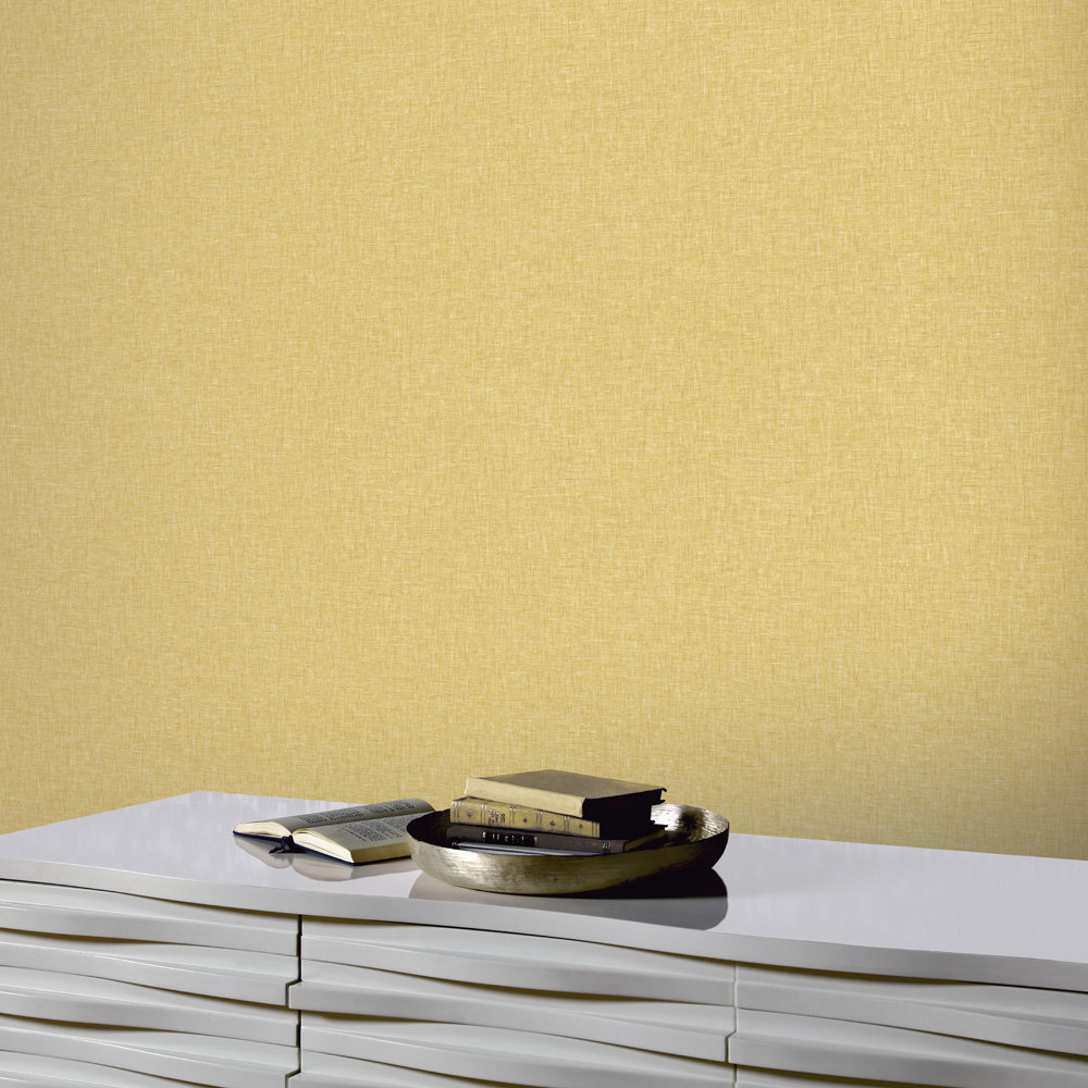 Linen Texture Wallpaper - Ochre - by Arthouse