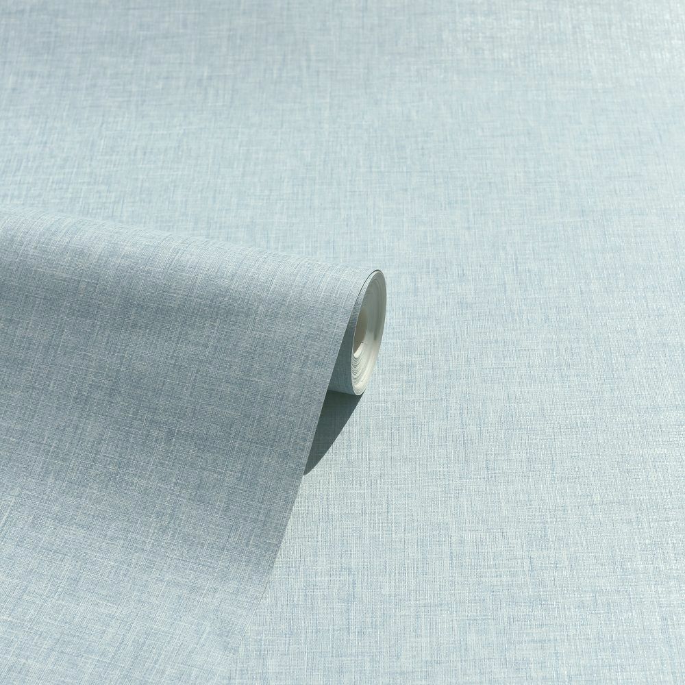 Linen Texture Wallpaper - Soft Blue - by Arthouse