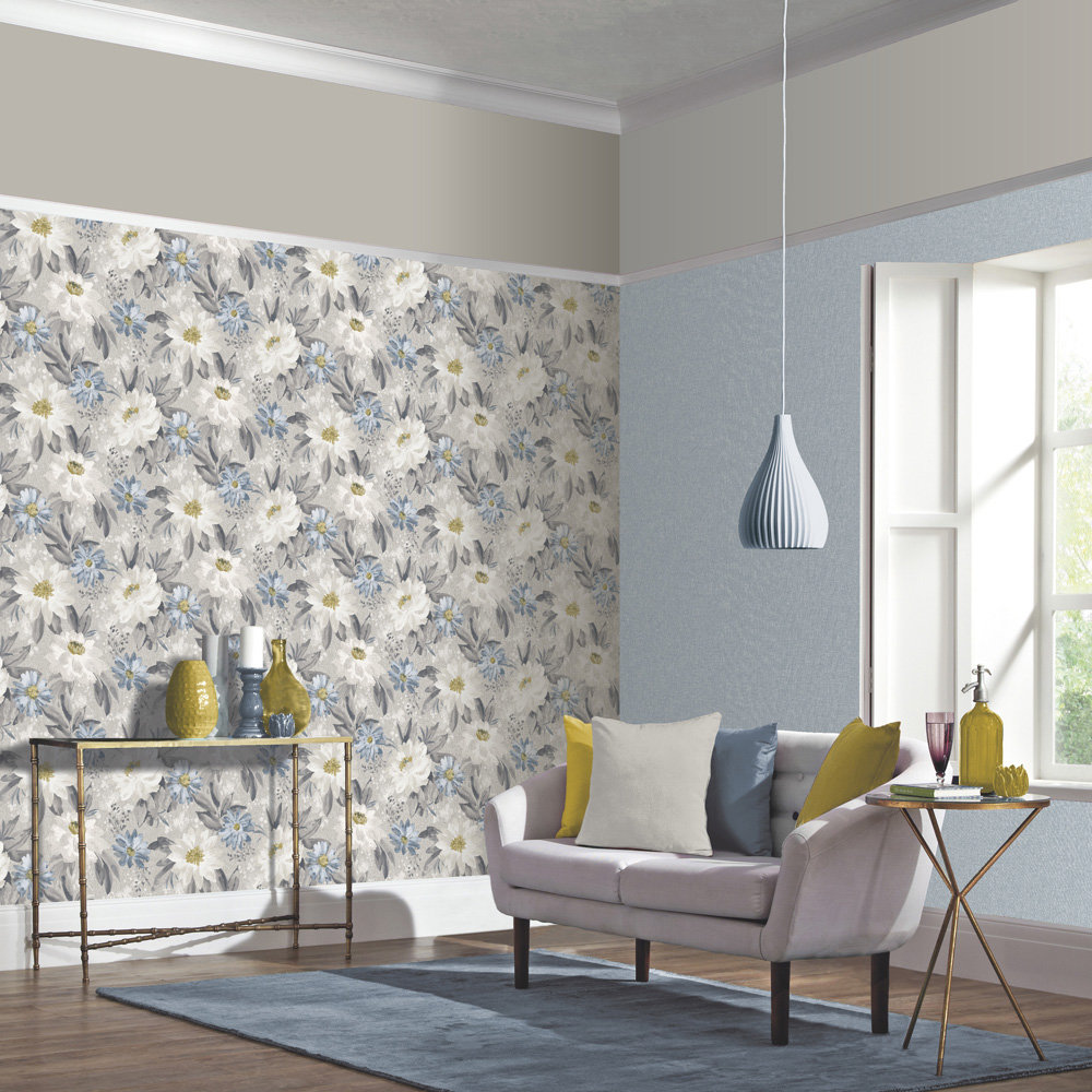 Painted Dahlia Wallpaper - Grey - by Arthouse