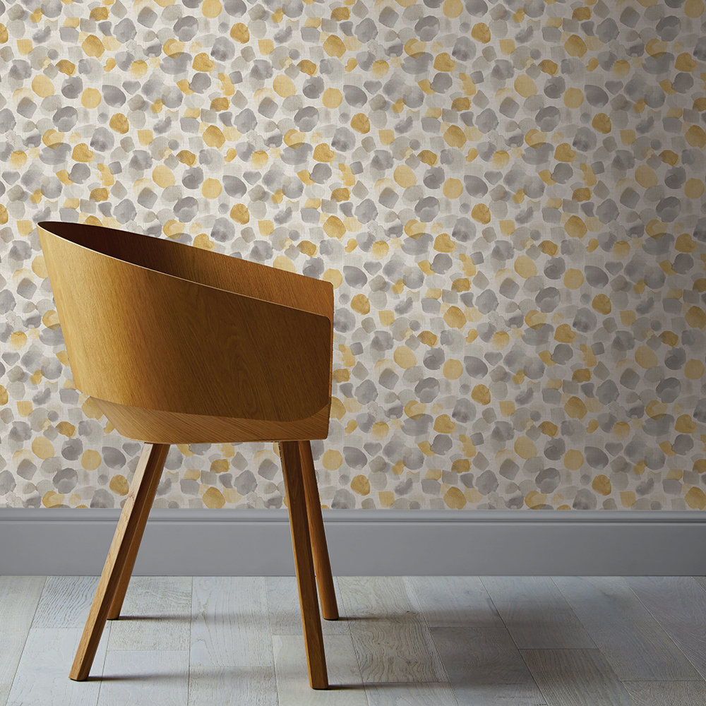 Painted Dots Wallpaper - Mustard Yellow - by Arthouse