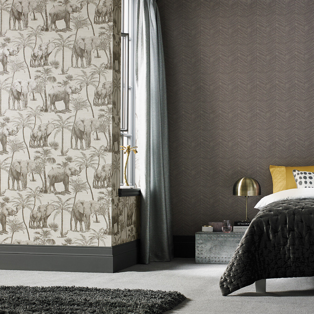 Elephant Grove Wallpaper - Charcoal - by Arthouse