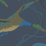 Flying Ducks Wallpaper - Indigo - by Mulberry Home. Click for more details and a description.