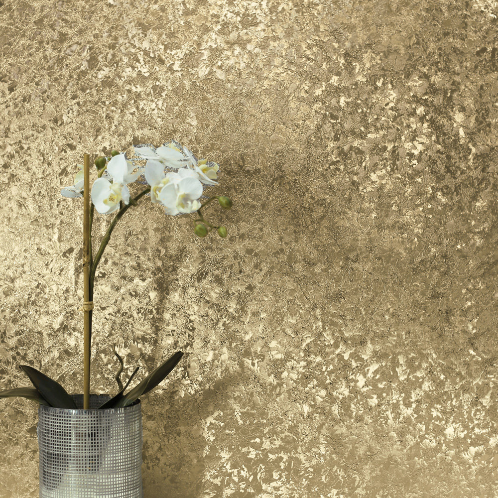 Velvet Crush Foil Wallpaper - Champagne - by Arthouse