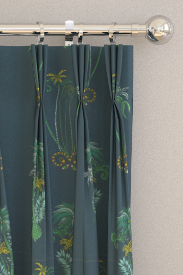 Jungle Palms Curtains - Navy - by Emma J Shipley. Click for more details and a description.