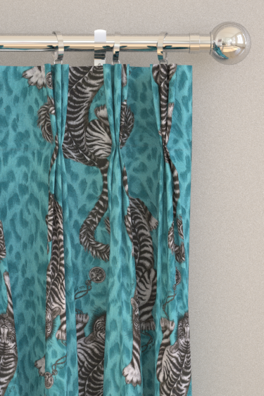 Tigris Curtains - Teal - by Emma J Shipley. Click for more details and a description.