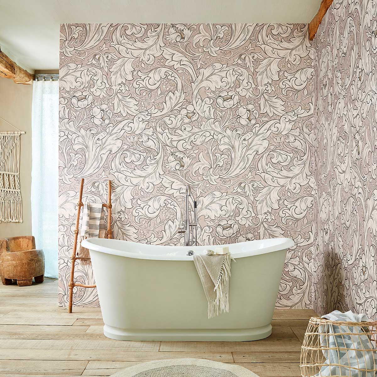 Pure Bachelors Button Wallpaper - Faded Sea Pink - by Morris