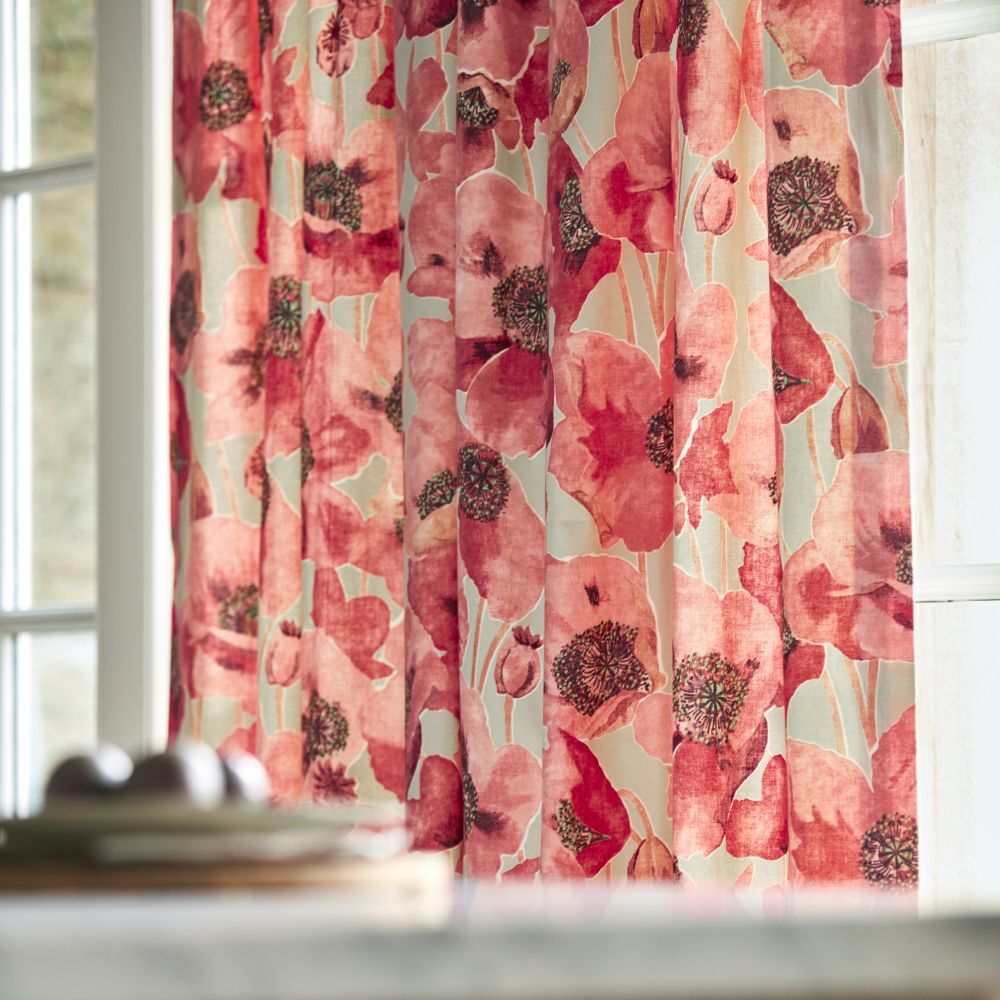 Embleton Fabric - Claret and Linen - by Sanderson