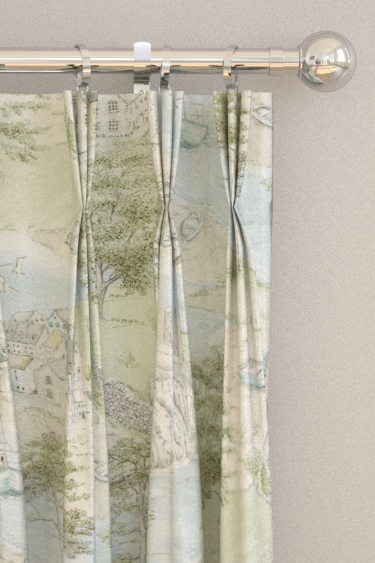 Sea Houses Curtains - Tidewater Blue - by Sanderson. Click for more details and a description.
