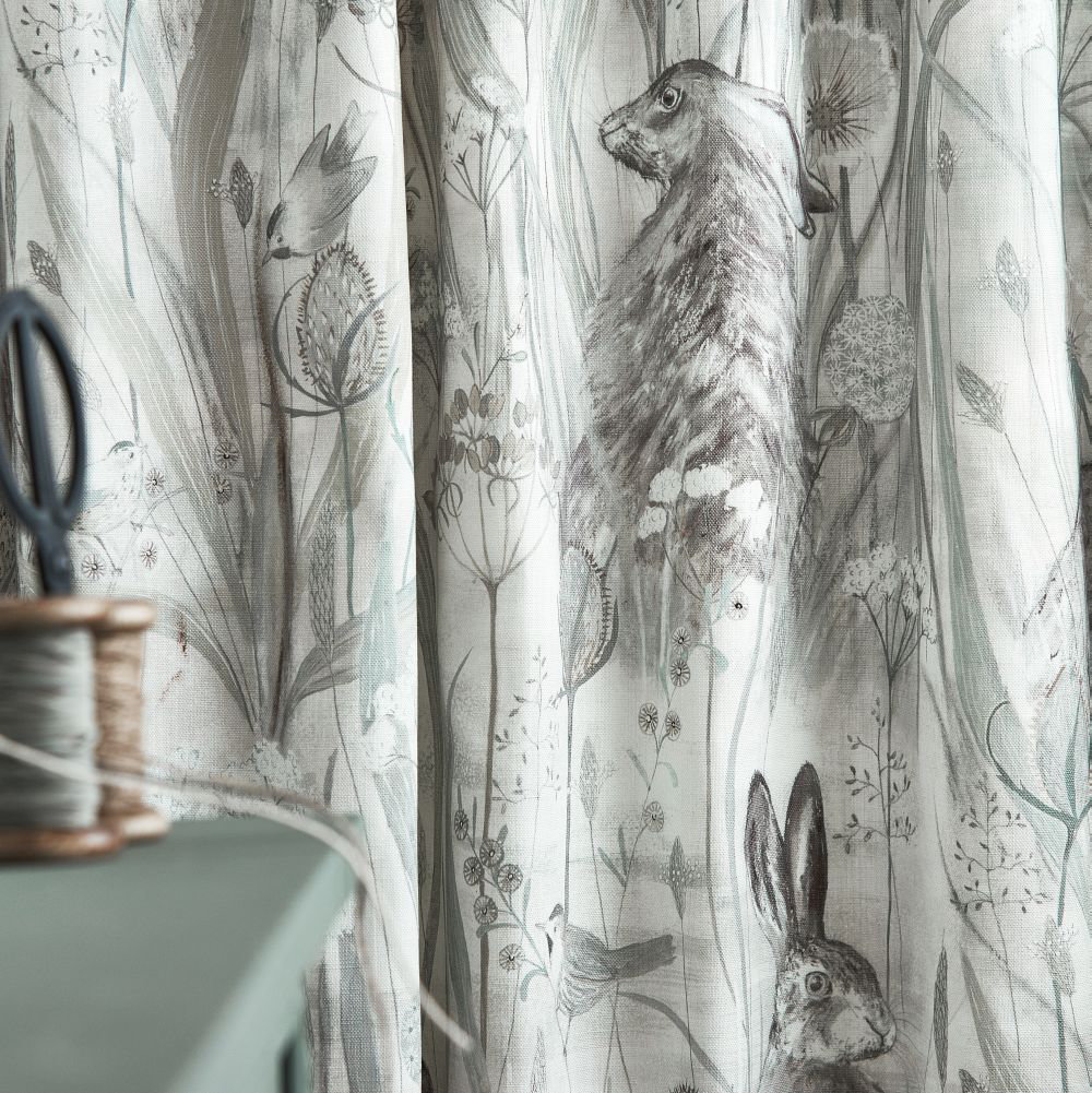 Dune Hares Fabric - Mist and Pebble - by Sanderson