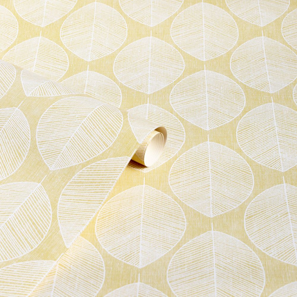 Scandi Leaf Wallpaper - Yellow - by Arthouse