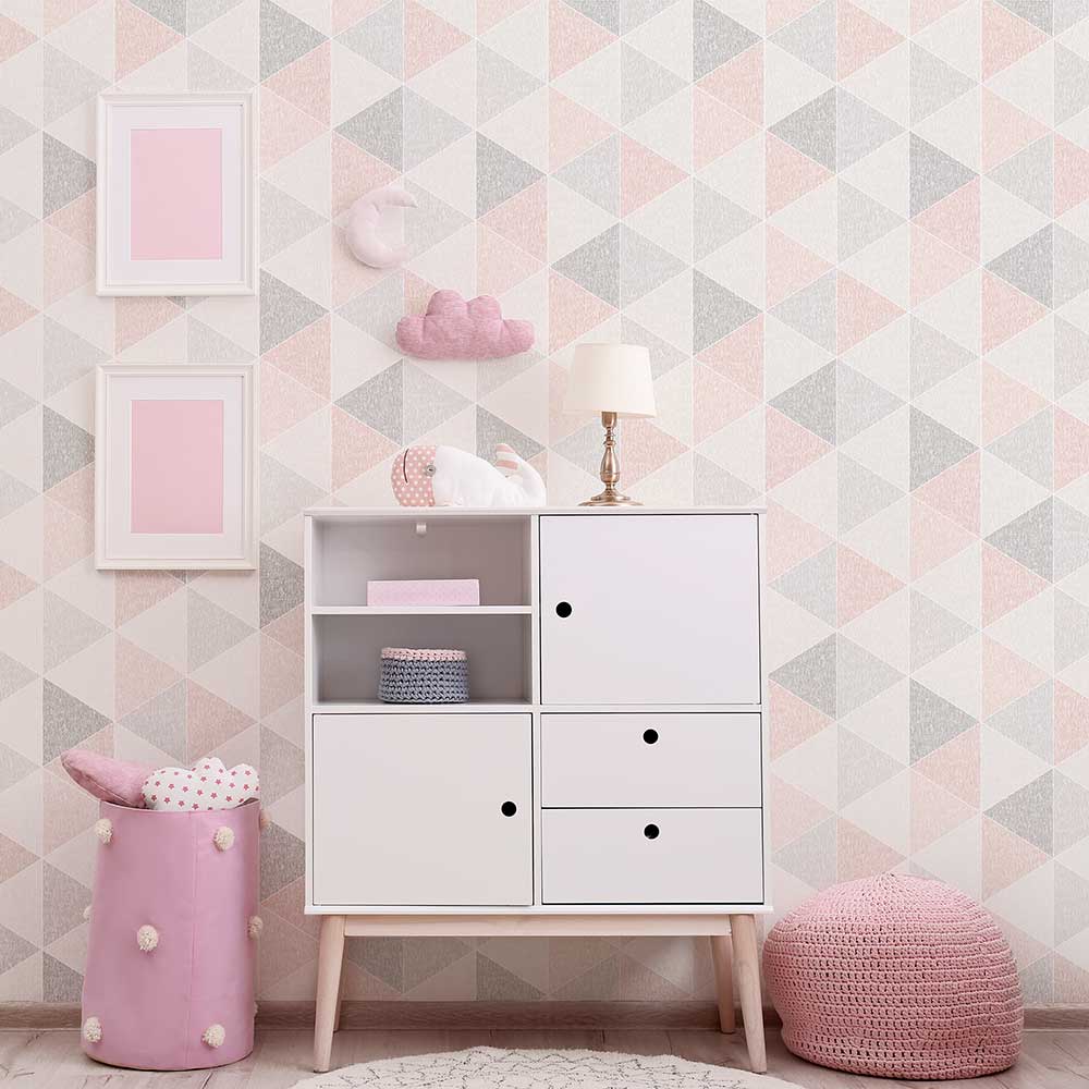Scandi Triangle Wallpaper - Pink - by Arthouse