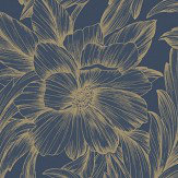 Monceau Wallpaper - Ink / Gold - by Casadeco. Click for more details and a description.