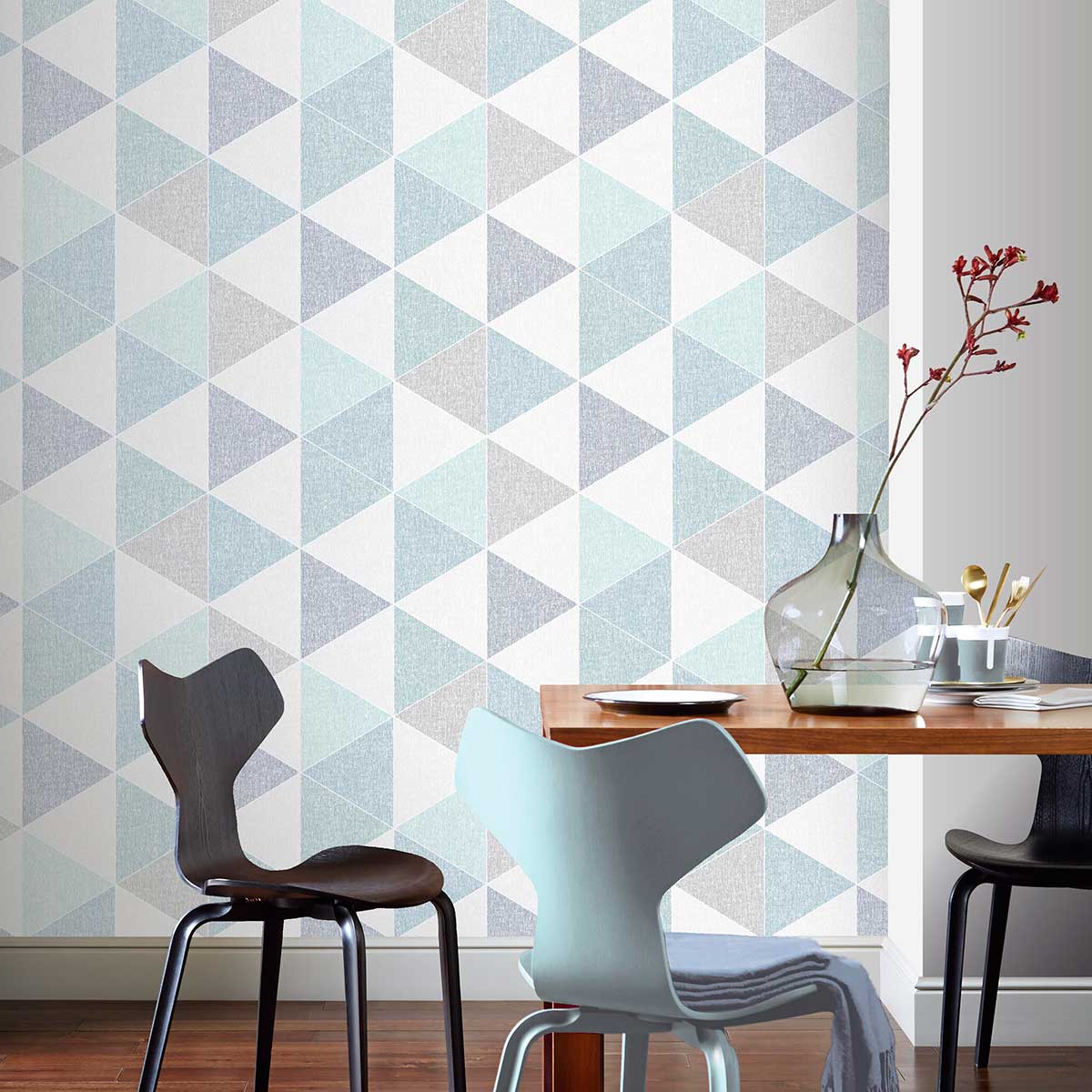 Scandi Triangle by Arthouse - Teal - Wallpaper : Wallpaper ...