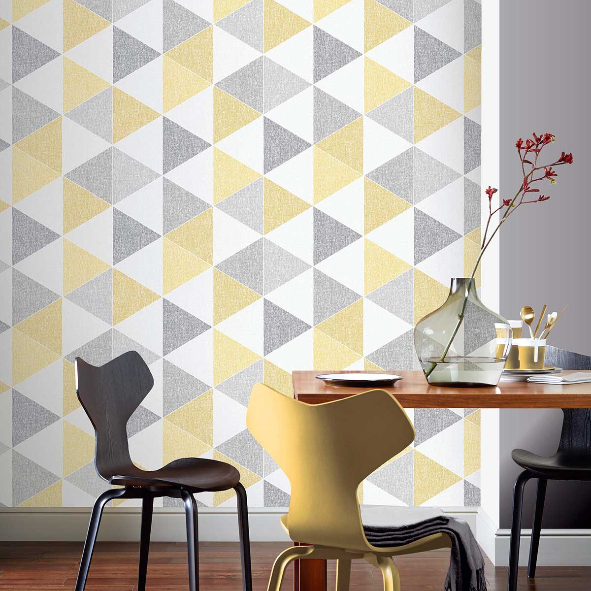 Scandi Triangle Wallpaper - Yellow - by Arthouse
