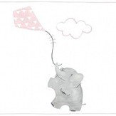 Elephants Border - Off White and Pink - by Casadeco