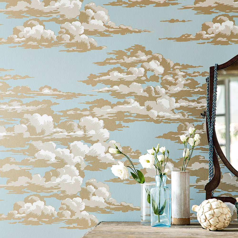 Silvi Clouds Wallpaper - English Blue - by Sanderson