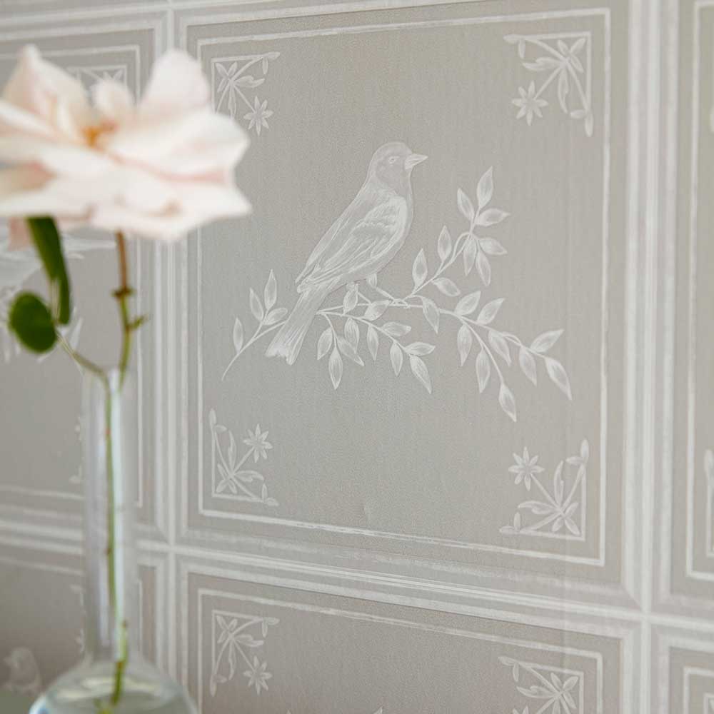 Fortoiseau Wallpaper - Grey - by Nina Campbell