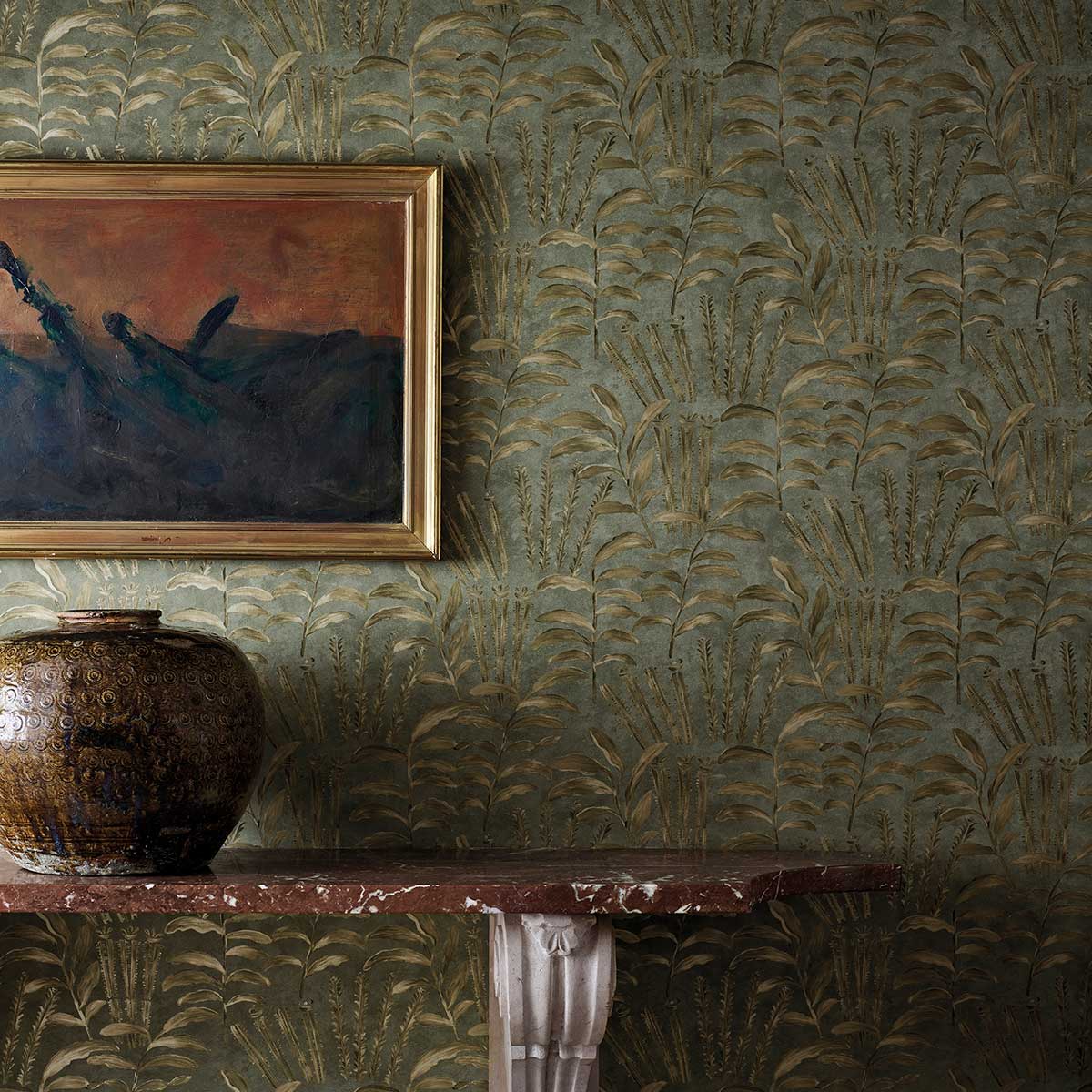 Highclere Wallpaper - Olivine - by Zoffany