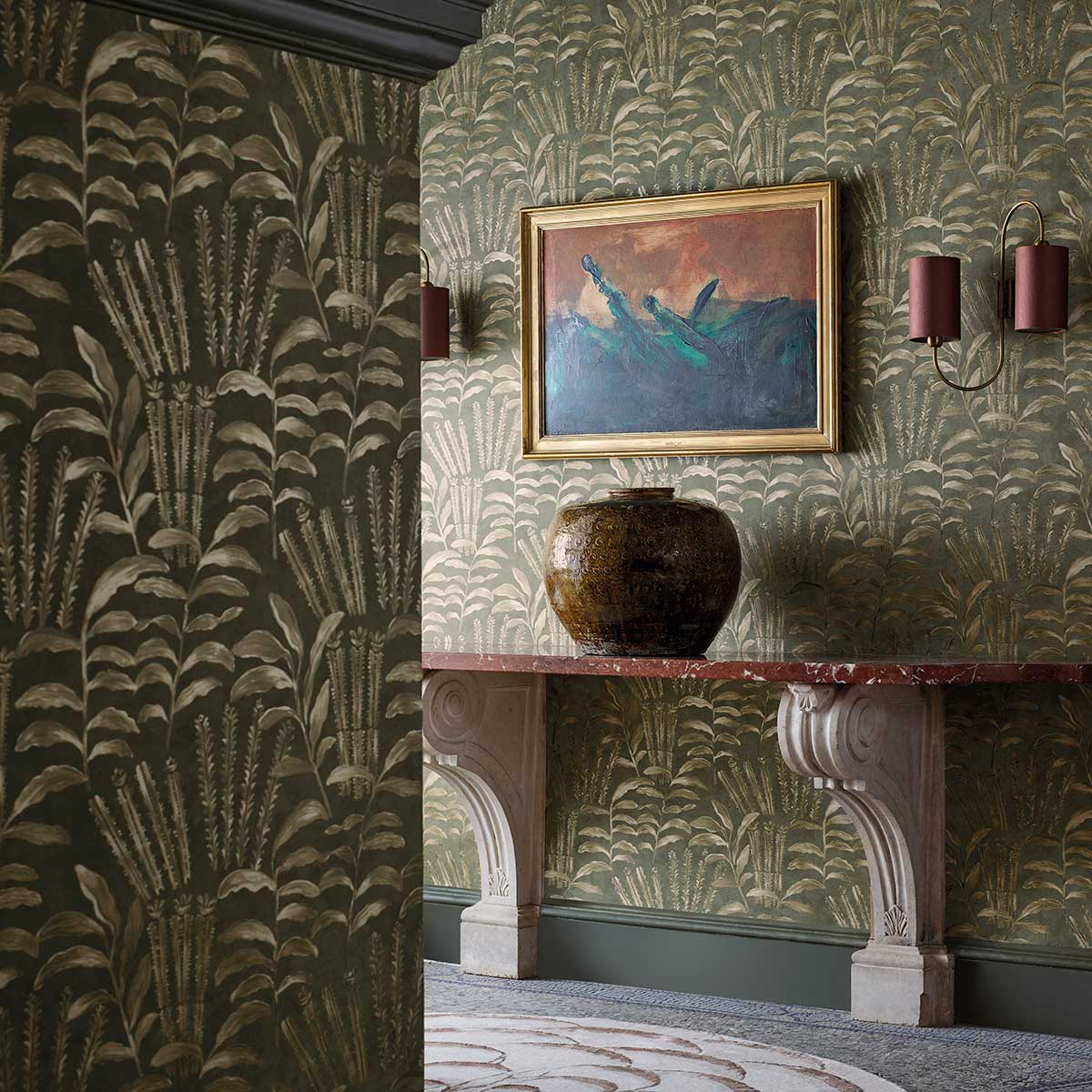 Highclere Wallpaper - Olivine - by Zoffany